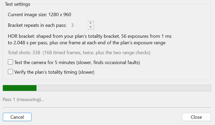 System benchmark in progress during the first measuring pass.