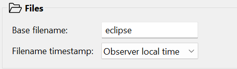 Files group with Base filename and Filename timestamp settings.